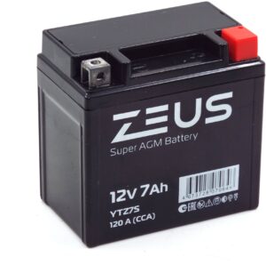 Аккумулятор ZEUS SUPER AGM  5Ah [СТ1205 YTX5L-BS YT5L-BS YTZ7S] (114*70*106) о/п